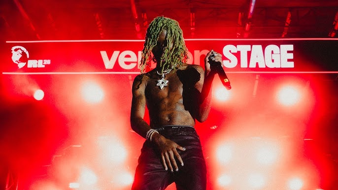 Nine Vicious onstage at Rolling Loud's Verizon Stage in red lighting
